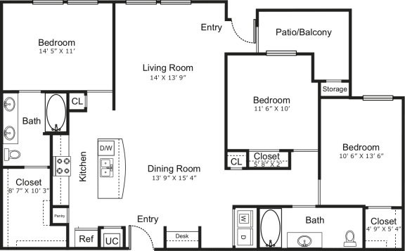 Encore at Home Town Rise apartments Dallas Floor plan 9