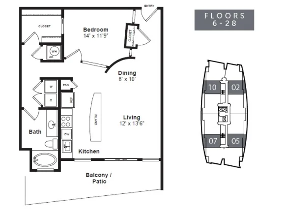 The Monarch by Windsor Rise apartments Austin Floor plan 1
