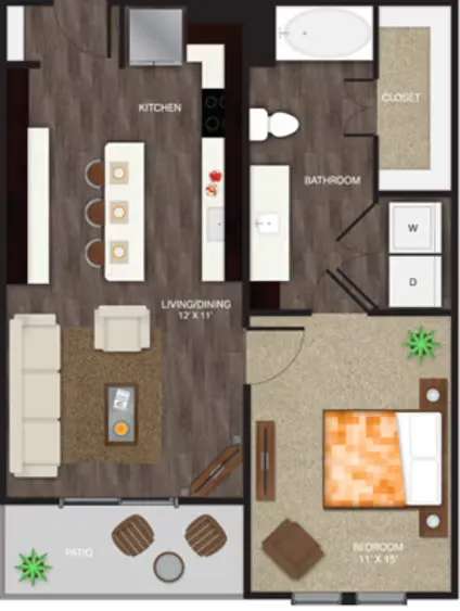 88Twenty Rise Apartments Houston FloorPlan 6