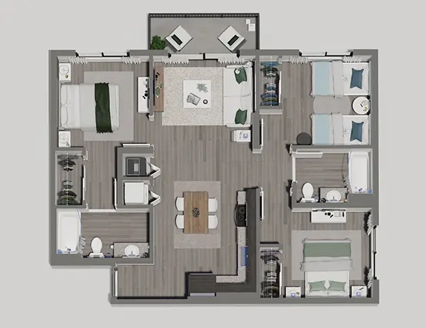 Resia Ten Oaks Rise Apartments Houston FloorPlan 3