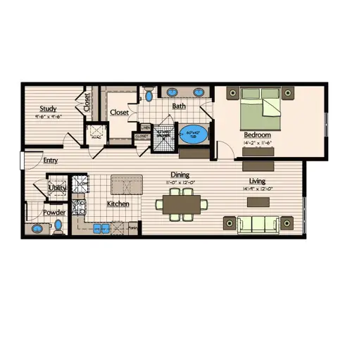 1900 Yorktown Apartments Houston Apartments Floor Plan 2