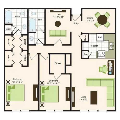 9900 on Memorial Houston Apartment Floor Plan 16