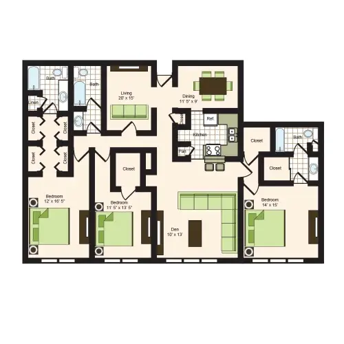 9900 on Memorial Houston Apartment Floor Plan 17