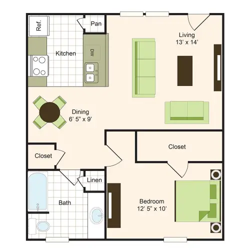 9900 on Memorial Houston Apartment Floor Plan 3