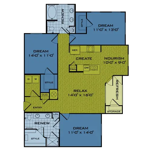 Beacon at Buffalo Pointe Houston Apartment Floor Plan 9