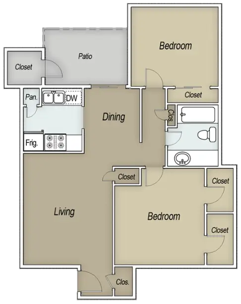 Brays Oaks Village Houston Apartment Floor Plan 3