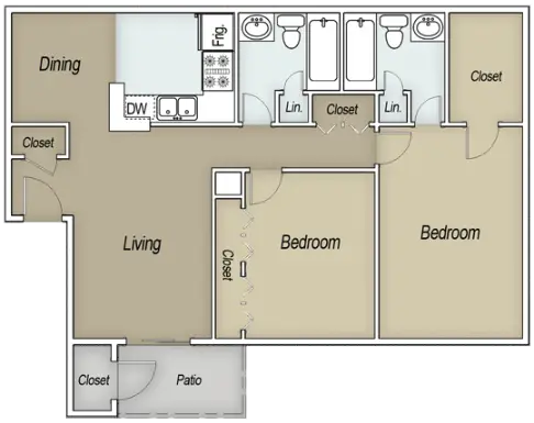 Brays Oaks Village Houston Apartment Floor Plan 4