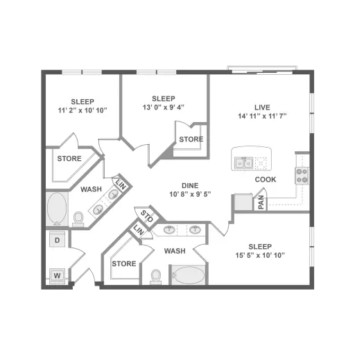 Caroline Post Oak Houston Apartments Floor Plan 9