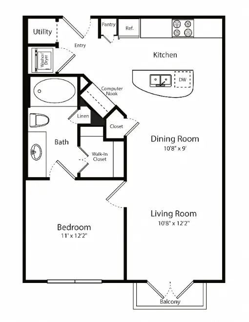 Gables 6464 San Felipe Houston Apartments Floor Plan 1