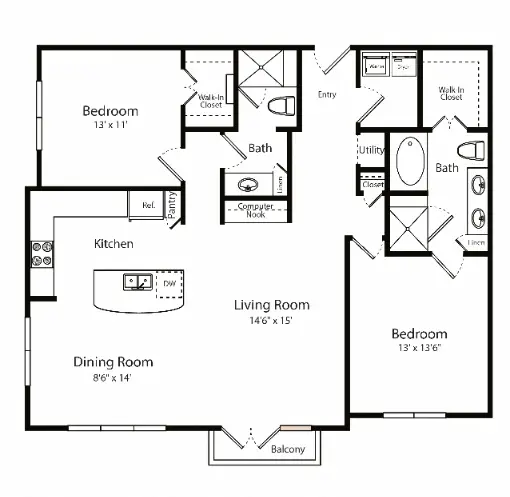 Gables 6464 San Felipe Houston Apartments Floor Plan 45
