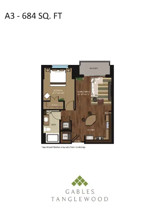 Gables Tanglewood Houston Apartments Floor Plan 3