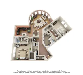 Galleria Parc Houston Apartment Floor Plan 14