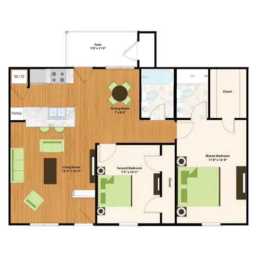 Greenridge Place Houston Apartment Floor Plan 6