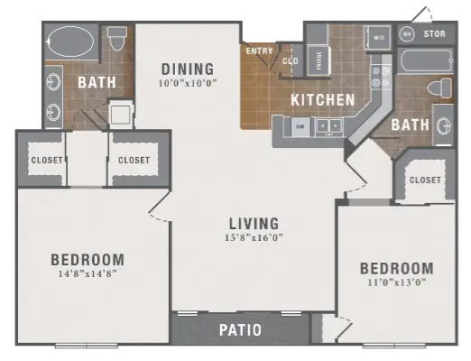 Montecito Houston Apartments Floor Plan 15