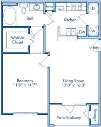 Oak Crest Westchase Houston Apartments Floor Plan 1