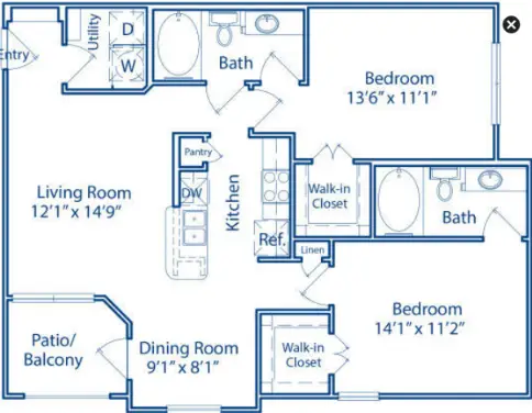 Oak Crest Westchase Houston Apartments Floor Plan 13