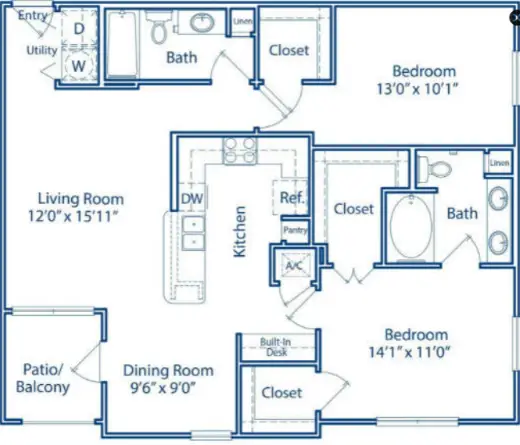Oak Crest Westchase Houston Apartments Floor Plan 15