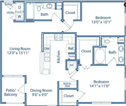 Oak Crest Westchase Houston Apartments Floor Plan 19