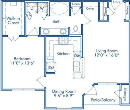 Oak Crest Westchase Houston Apartments Floor Plan 6