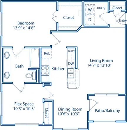 Oak Crest Westchase Houston Apartments Floor Plan 7