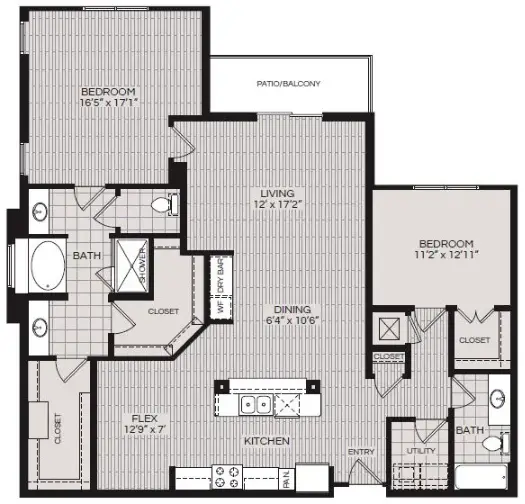 Pearl Residences at City Centre Houston Apartment Floor Plan 1