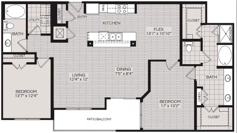 Pearl Residences at City Centre Houston Apartment Floor Plan 2