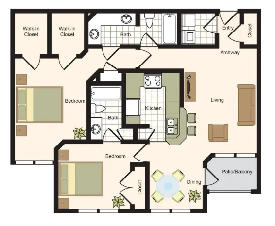 Post Oak at Woodway Houston Apartments Floor Plan 2