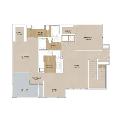 Retreat at Riverstone Houston Apartment Floor Plan 6