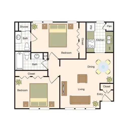 The Bordeaux Tanglewood Apartments Houston Apartments Floor Plan 5