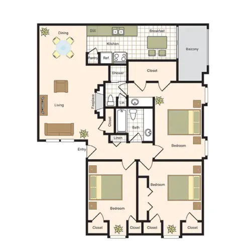 The Bordeaux Tanglewood Apartments Houston Apartments Floor Plan 7