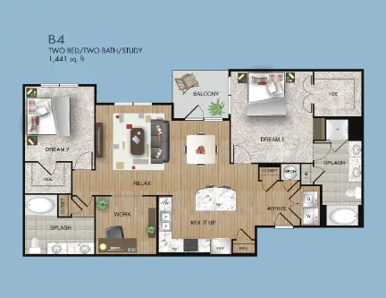 The Dawson Houston Apartments Floor Plan 18