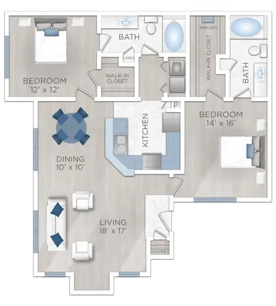 The Retreat at Westpark Houston Apartments Floor Plan 4