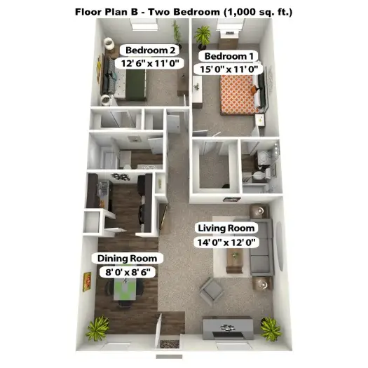 Villas at Braeburn Houston Apartment Floor Plan 2