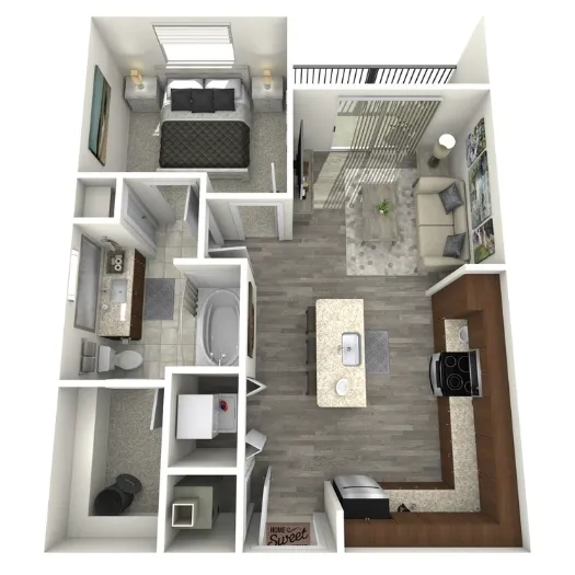 1711 Caroline Apartments Floorplan 1
