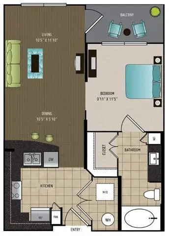 24Eleven Washington Houston Apartments Floor Plan 1