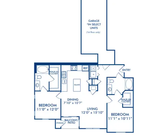 Camden Downs at Cinco Ranch Houston Apartment Floor Plan 3