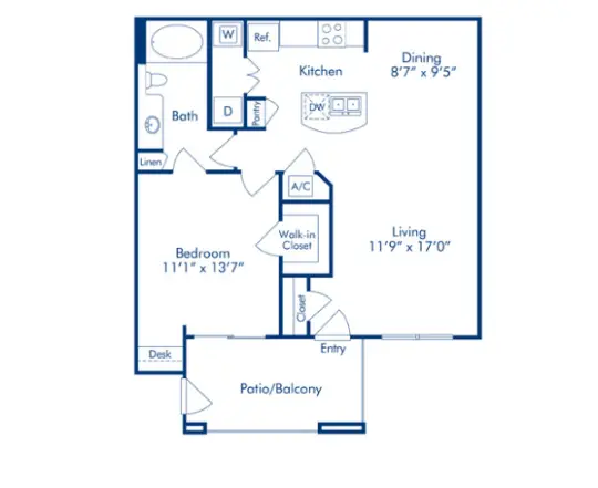 Camden Grand Harbor Houston Apartment Floor Plan 1