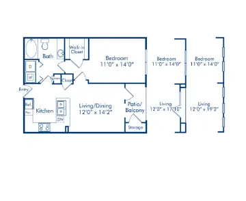 Camden Heights Houston Apartment Floor plan 1