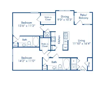 Camden Heights Houston Apartment Floor plan 9