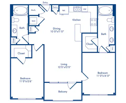 Camden Highland Village Houston Apartment Floor Plan 10