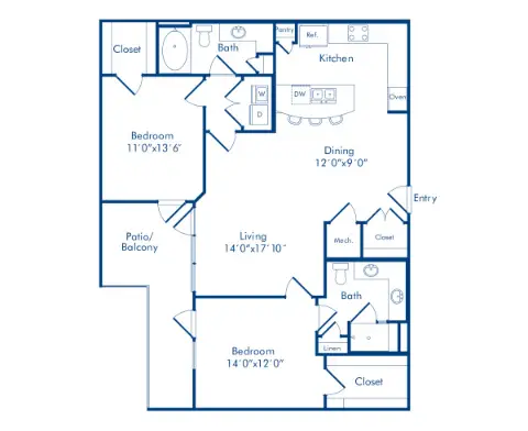 Camden Highland Village Houston Apartment Floor Plan 11