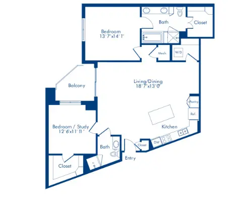 Camden Highland Village Houston Apartment Floor Plan 12