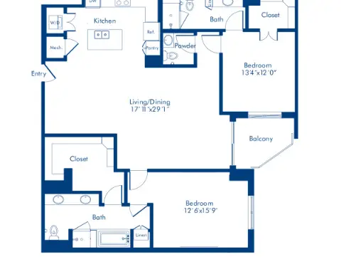 Camden Highland Village Houston Apartment Floor Plan 13