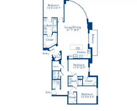 Camden Highland Village Houston Apartment Floor Plan 15