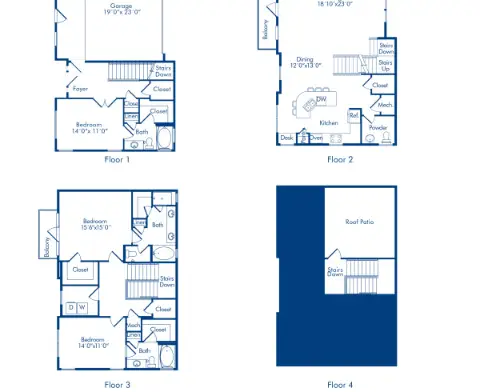 Camden Highland Village Houston Apartment Floor Plan 16