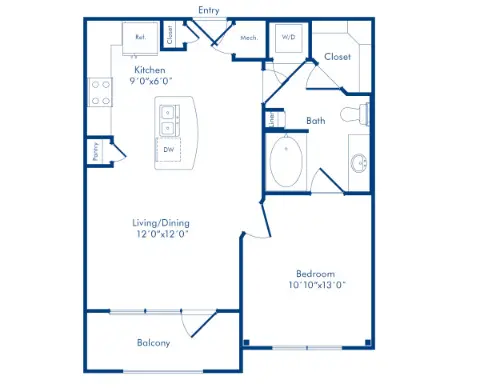 Camden Highland Village Houston Apartment Floor Plan 3