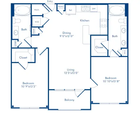 Camden Highland Village Houston Apartment Floor Plan 9