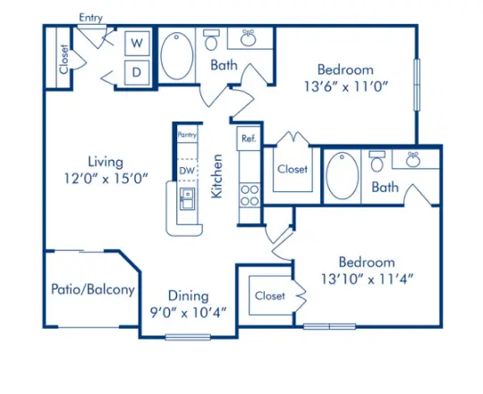 Camden Midtown Houston Apartment Floor Plan 5