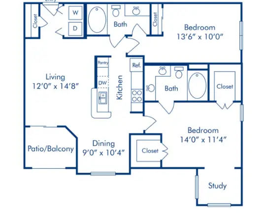 Camden Midtown Houston Apartment Floor Plan 6