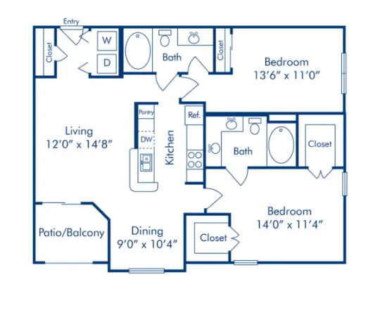 Camden Midtown Houston Apartment Floor Plan 7